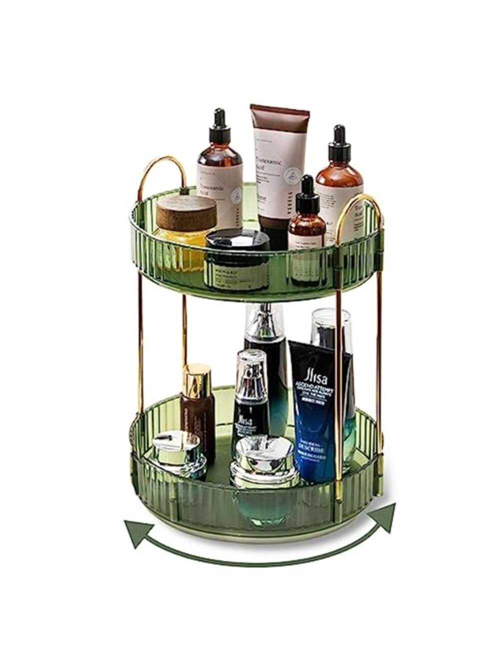 360 Rotating Makeup Organizer for Vanity,2Tier Large Capacity Skincare Organizer